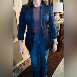 Escada Margaretha Ley Blue Blazer Snake Skin Print